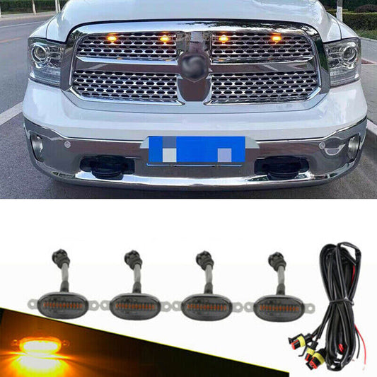 for Ram 1500 2010-2020 Front Grille Smoke LED Light Style DRL Lamp Trim