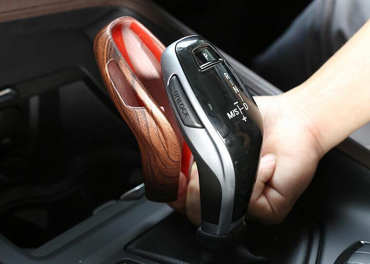 for BMW X1 F48 2020-2021 Pine Wood Grain Gear Shift Knob Shifter Lever Trim 1PCS