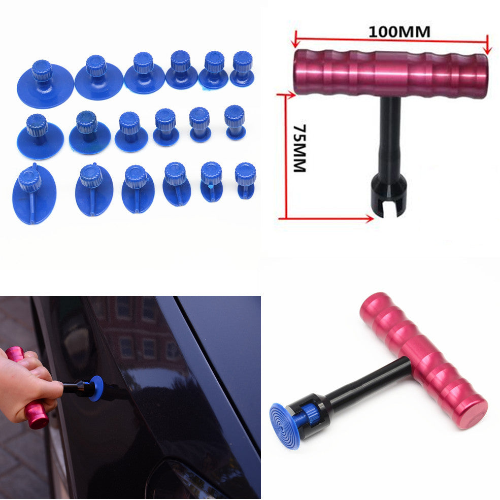 Car Body T-Bar Puller Lifter Tool Glue Pad Panel Paintless Dent Removal Repair