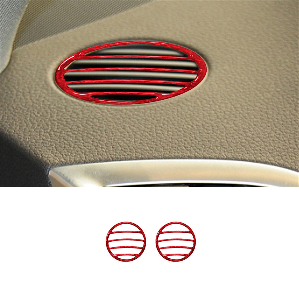 2X Red Carbon Fiber Front Defogger Air Outlet Cover Trim for Audi Q7 2007-2015