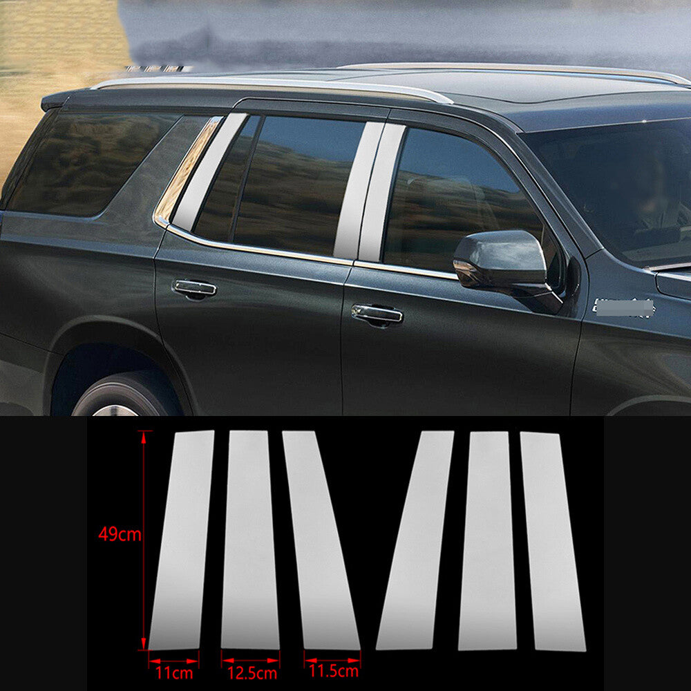Steel Chrome Door Window Pillar Posts Panel Cover for Chevy Suburban/Tahoe 2021+