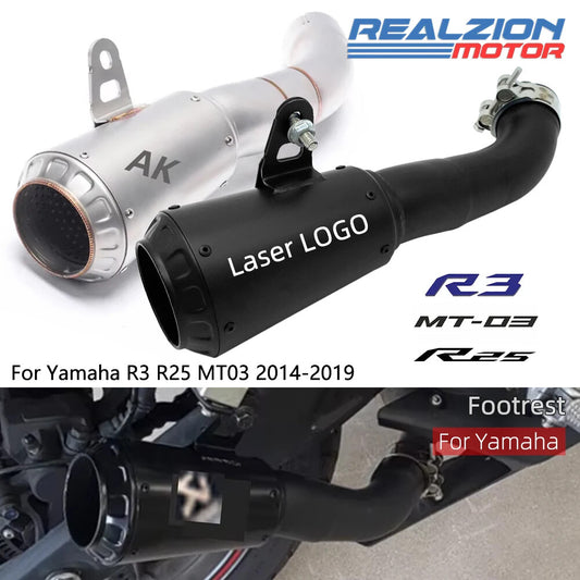 Exhaust Pipe Muffler Pipe Slip on for Yamaha MT03 YZFR3 YZFR25 YZF-R3 2014-2019