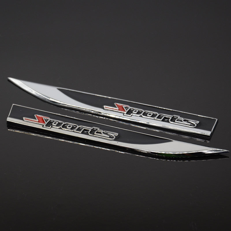 Metal Dagger Fender Sticker Badge Decal Racing 2 Pcs Car Black Sports Emblem