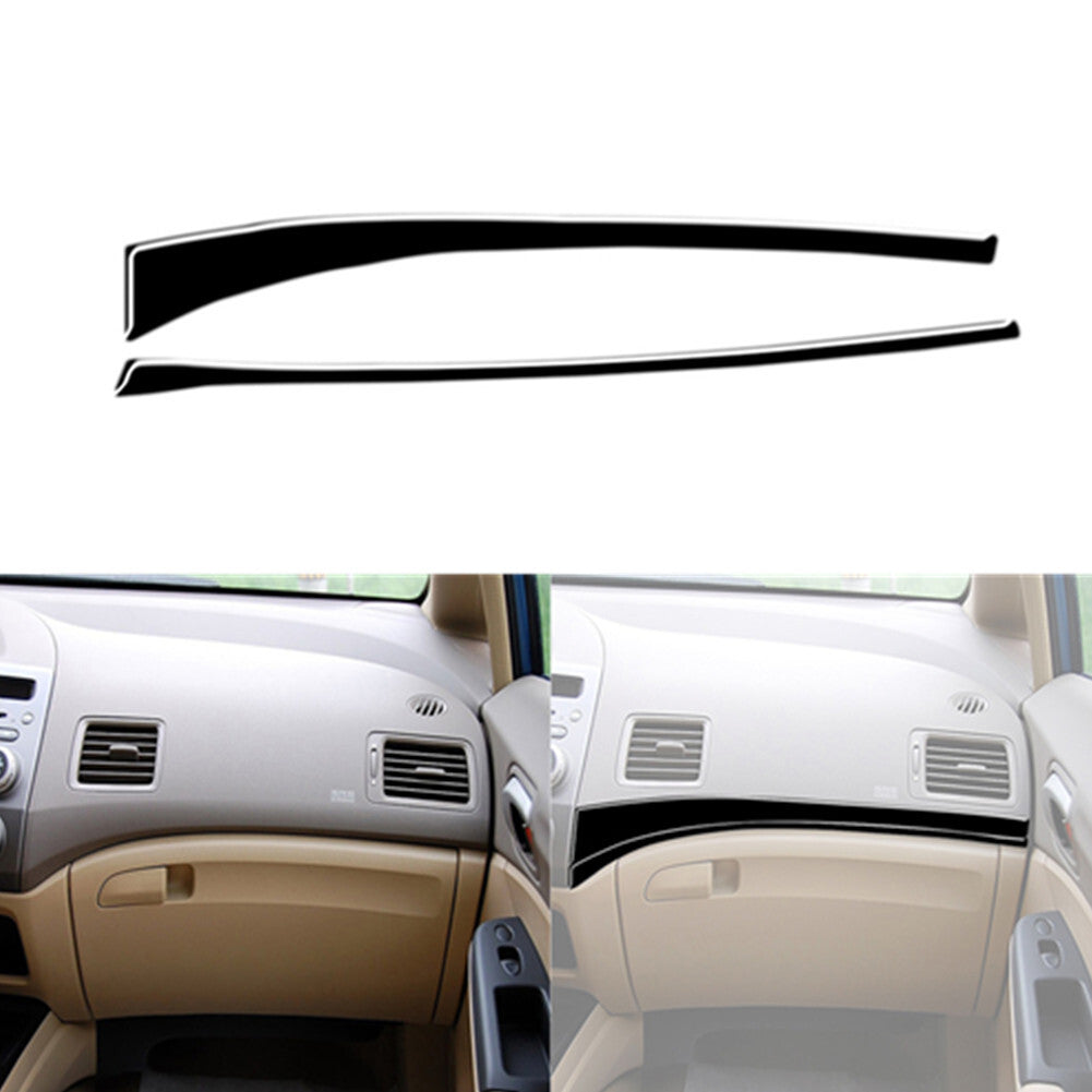 2Pcs Piano Black Passenger Strips Box Cover Trim for Honda for Civic 8th 2006-2011
