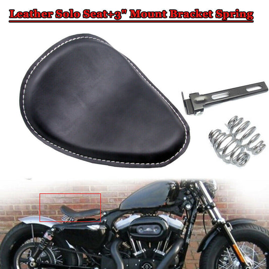 Motorcycle Solo Saddle + Spring Bracket for Sportster DYNA Chopper Bobber