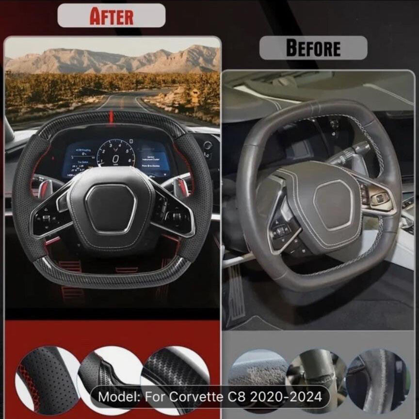 Carbon fiber steering wheel suitable for 2020+ for Chevrolet for Corvette C8 Z51 with heating.