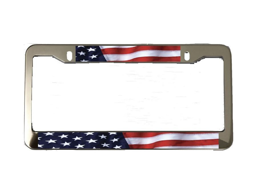 Car license plate frame cover, rear trunk American flag chrome alloy suitable for Chevrolet 1x