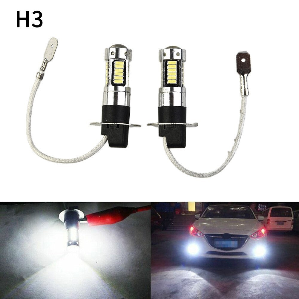2pc H3 LED Fog Light Bulb Conversion Kit Super Bright Canbus 6000K White 100W