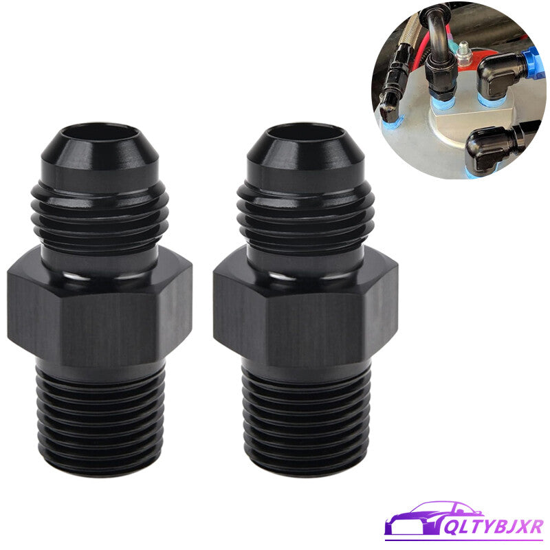 2Pcs 1/8 NPT to 6AN Adapter Pipe Thread to AN6 Male Flare Fitting Black