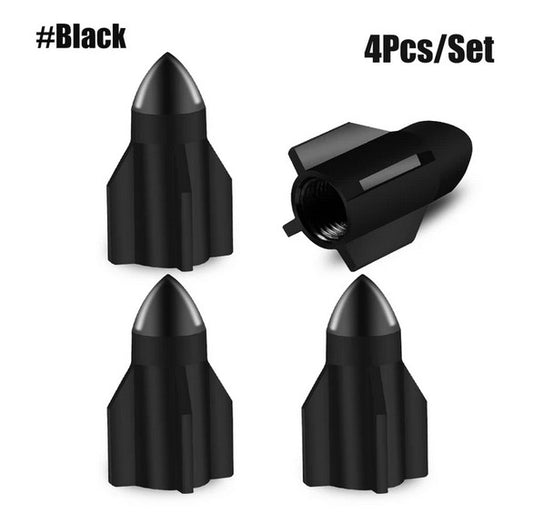 4-piece car tire valve cover rod air dust cover dustproof red rocket suitable for VW