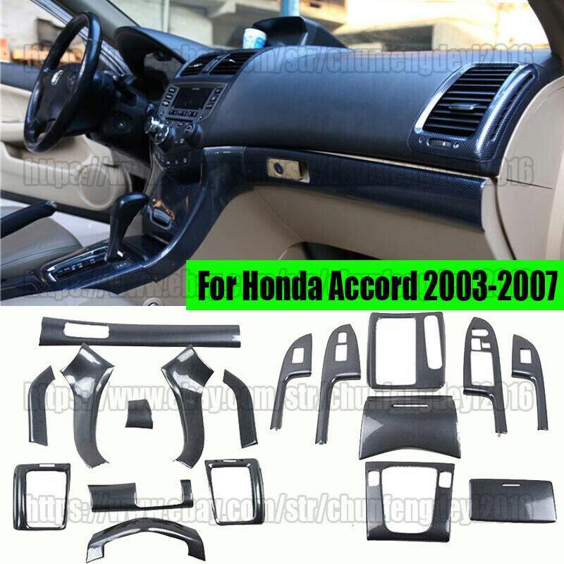 Carbon Fiber Interior Decoration Kit Panel Cover Trim for Honda Accord 7th 03-07