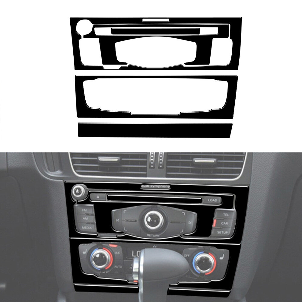 5Pcs CD Player Radio Air-Con Trim Cover TYP-A Gloss Black for Audi Q5 2009-2017