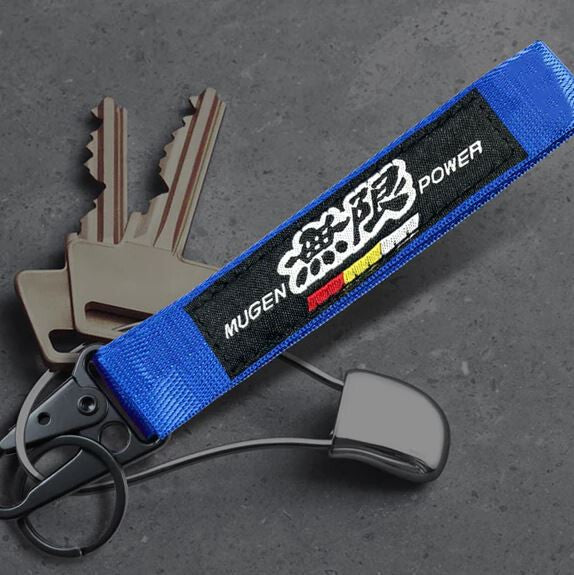 Car keychain metal key ring badge lanyard blue and black suitable for Mazda Mugen