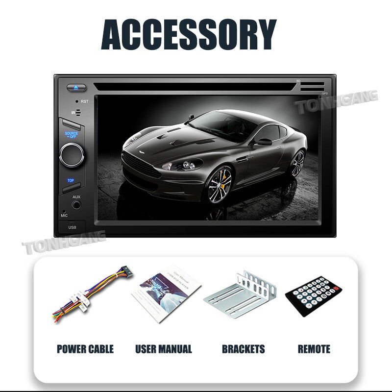 2Din 6.2in Car DVD Player Multimedia Radio For Carplay Navigation Stereo Video