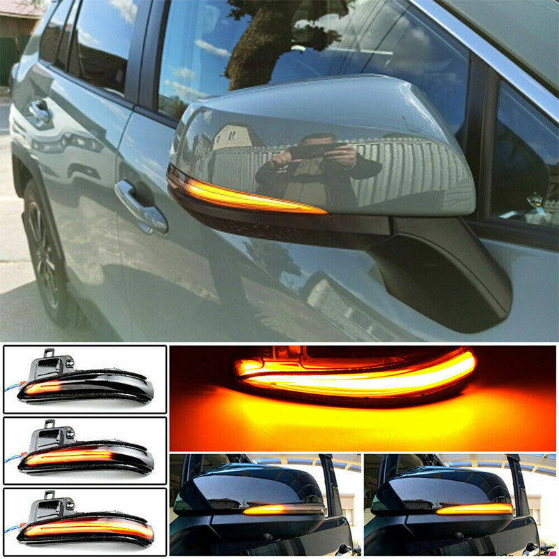 Black sequential LED side mirror flashing indicator lights applicable to for Toyota Tacoma 16-21