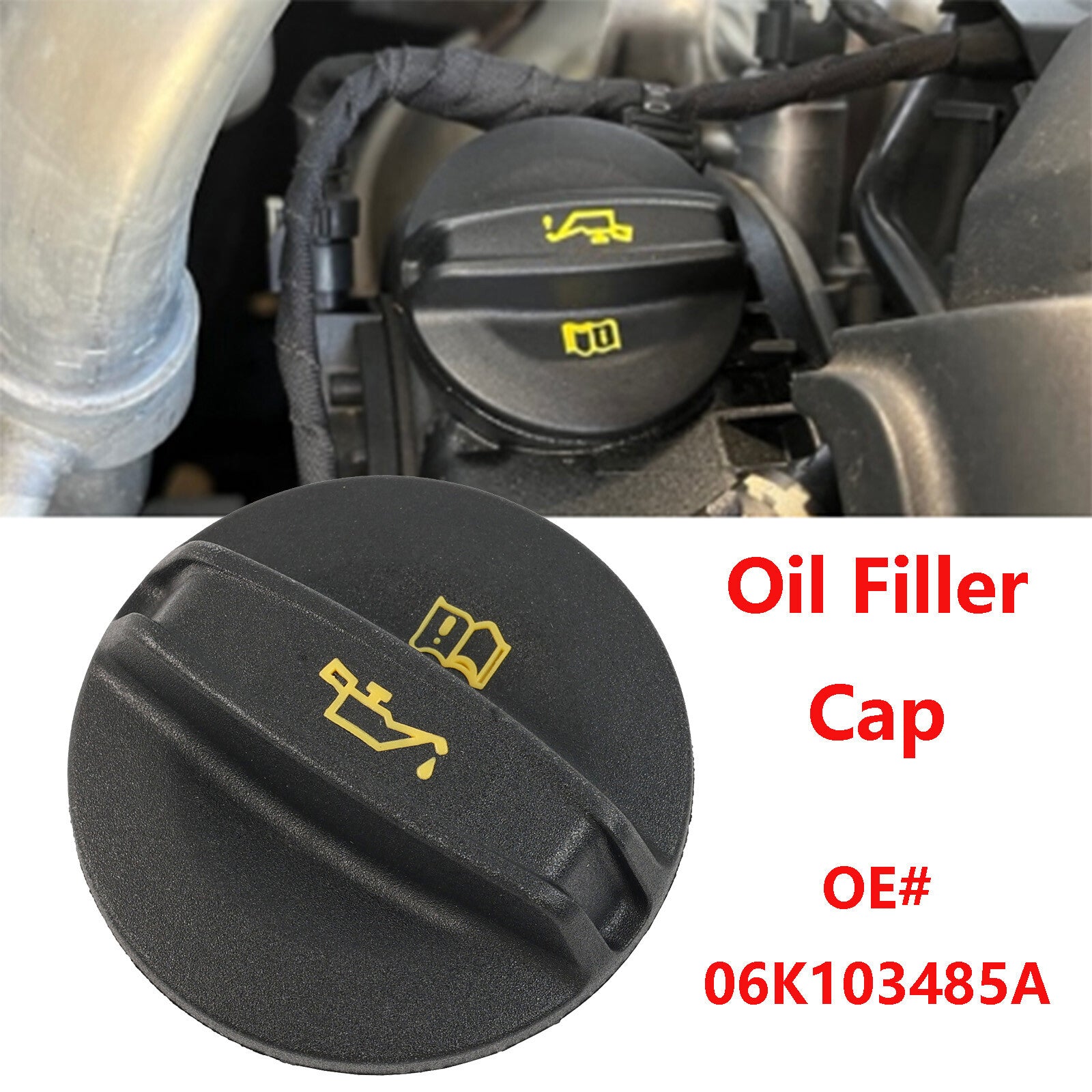 Cap, oil filler neck 06K103485A for Audi for Seat for Skoda for VW