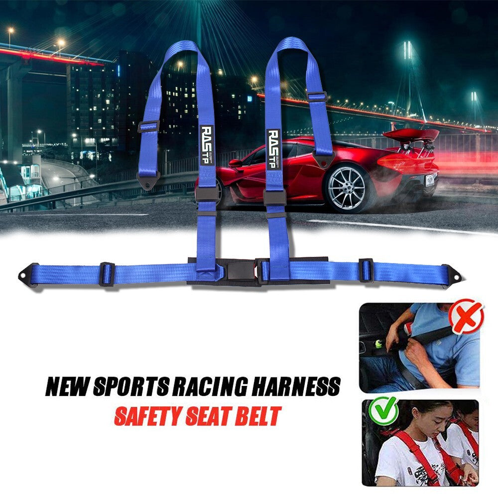 2 4 Point Harness Quick Release Safety Blue Universal for Seat Belt Fit For Go-Kart
