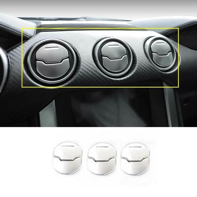 Silver Steel Middle Air Outlet Vent Cover Trim 6PCS for Ford for Mustang 2015-2022