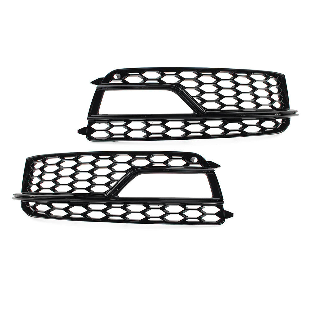 Pair Bumper Honeycomb Mesh Fog Light Grille Cover for Audi A5 S5 13-17