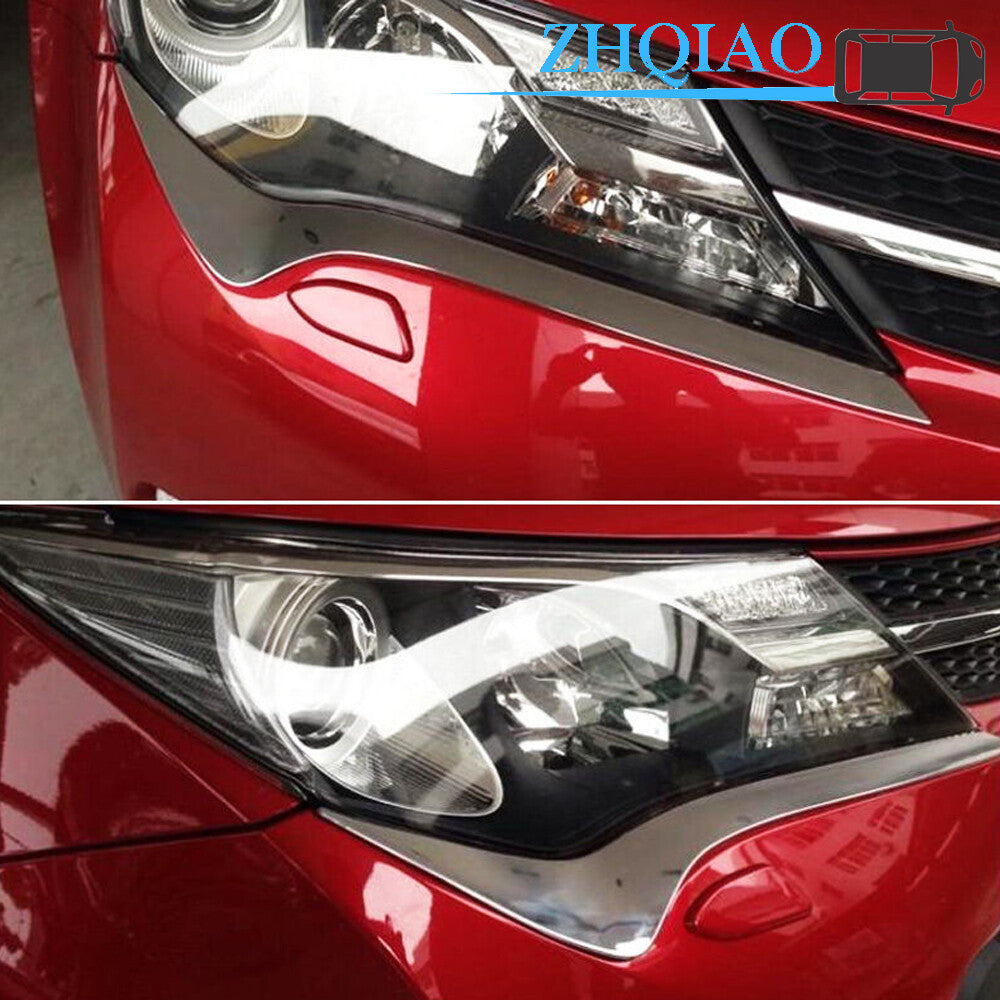 Car ABS Chrome Head Light Lamp Eyebrow Cover Trim Fits for Toyota RAV4 2013-2015
