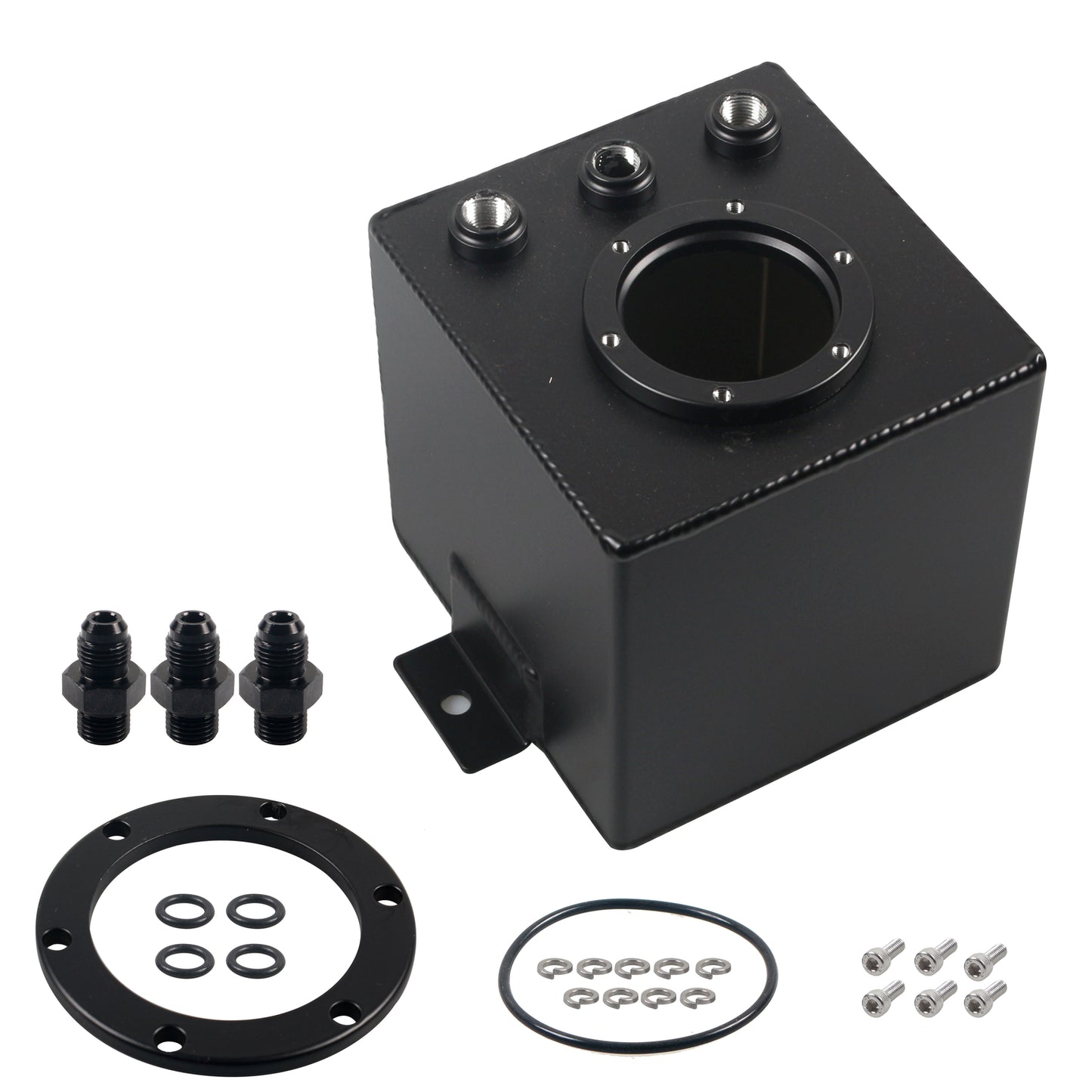 Black 2L Car Fuel Swirl Surge Pot Tank Aluminium Surge Tank for 044 Fuel Pump
