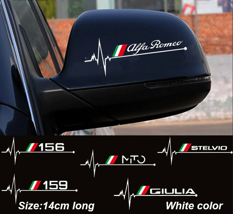 2-Piece White Rearview Mirror Sticker Badge for Alfa Romeo for Stelvio Accessories