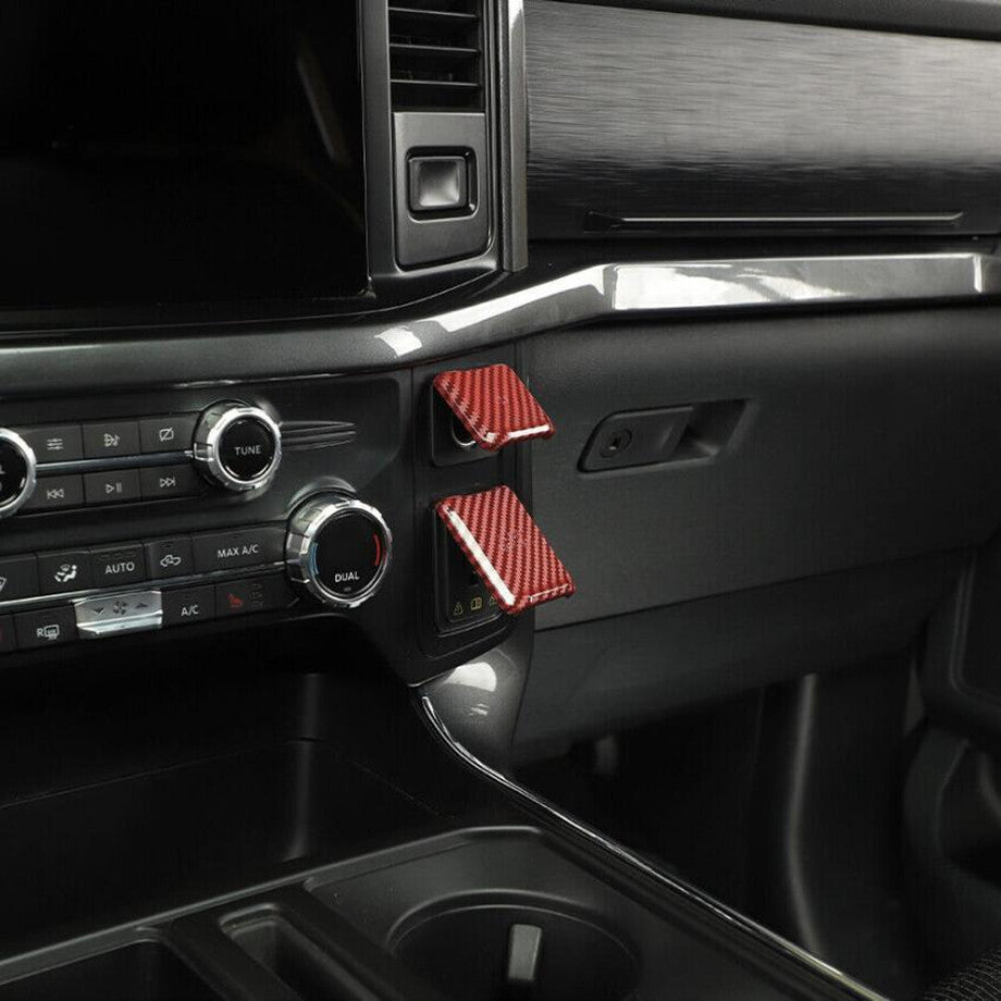Suitable for 21-23 for Ford F150/F-150 Red Carbon Fiber Automotive Front + Rear Power/USB Socket Cover Trim