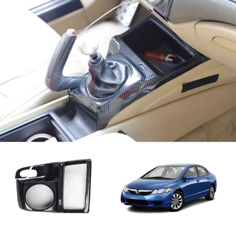 MT Carbon Fiber Central Console Gear Shift Panel Trim for Honda for Civic 8th 06-11