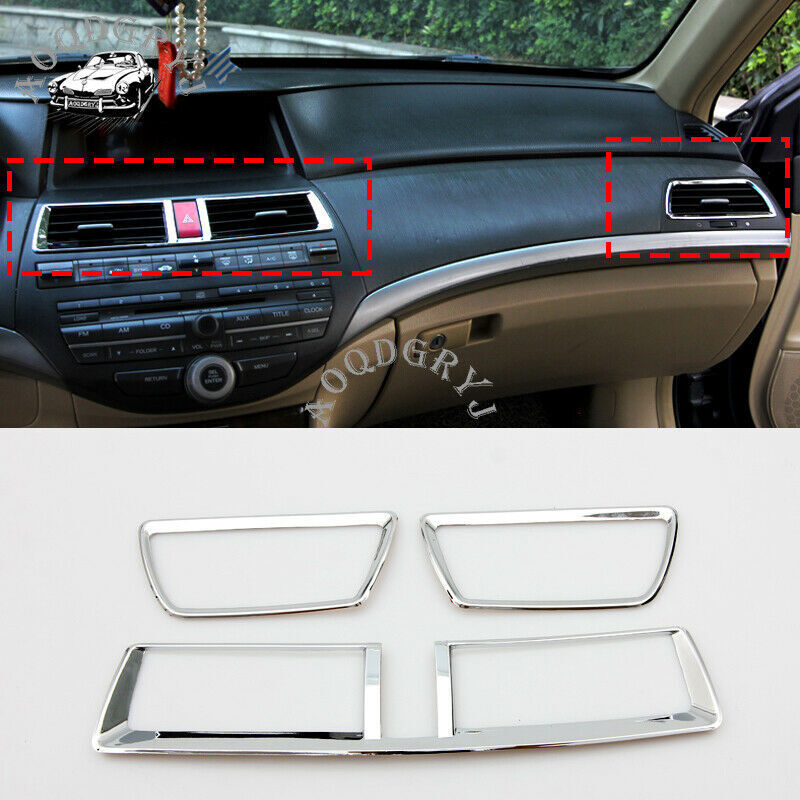 Silver Car Front Air Vent Outlet Frame Cover Trim for Honda Accord 4DR 2008-2012