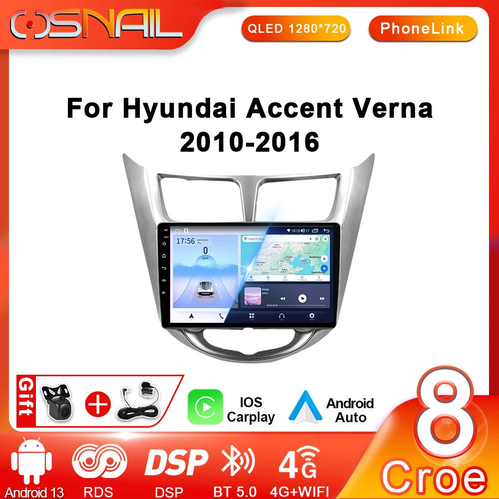 CarPlay Car Radio for Hyundai Solaris Accent Verna 2010-2016 Stereo GPS Screen