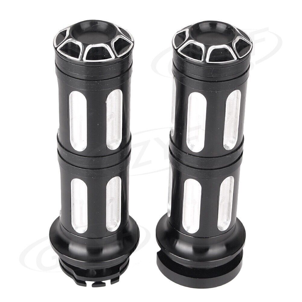 2x CNC 1 Handlebar Hand Grips for Harley Touring Road Street Glide 1996-2007