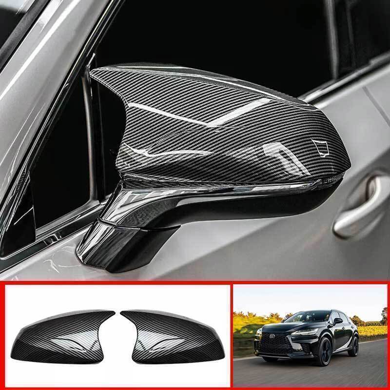 2X ABS Carbon Fiber Side Rear View OX Mirror Cover Trim for Lexus RX NX 2023-24
