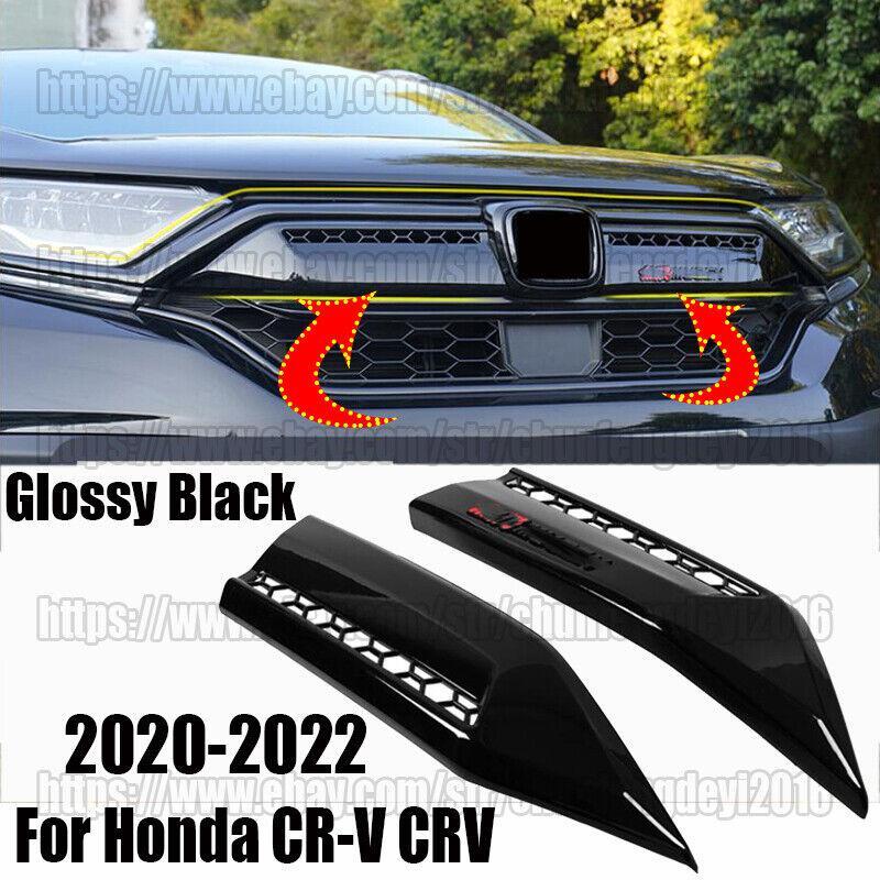 for Honda CRV CR-V 20-22 Glossy Black Front bumper Center Grille Strip Trim 2PCS