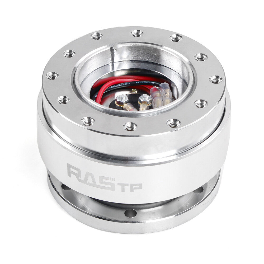 Silver Car Steering Wheel Universal Ball Quick Release Hub Adapter Snap Off Kit