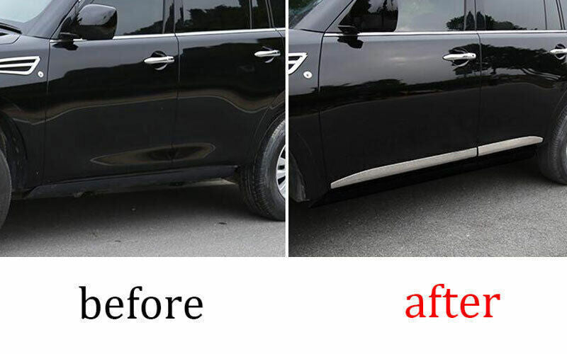 4PCS Chrome Door Body Side Molding Cover Trim for Nissan Armada Patrol Y62 17-20