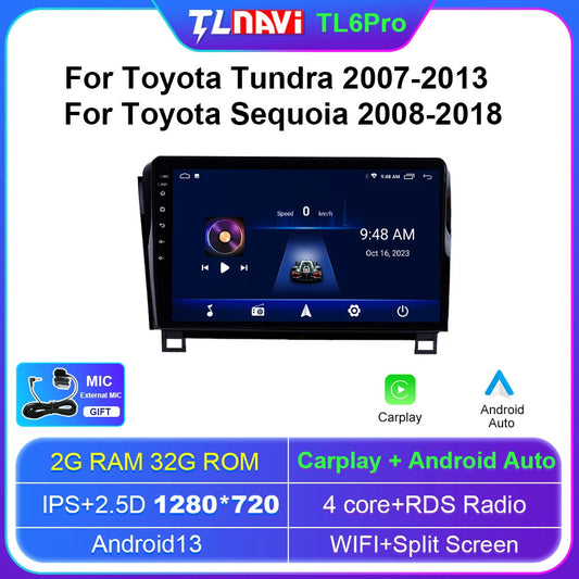 for Toyota Tundra Sequoia Android CarPlay Car Radio Stereo GPS Multimedia Screen