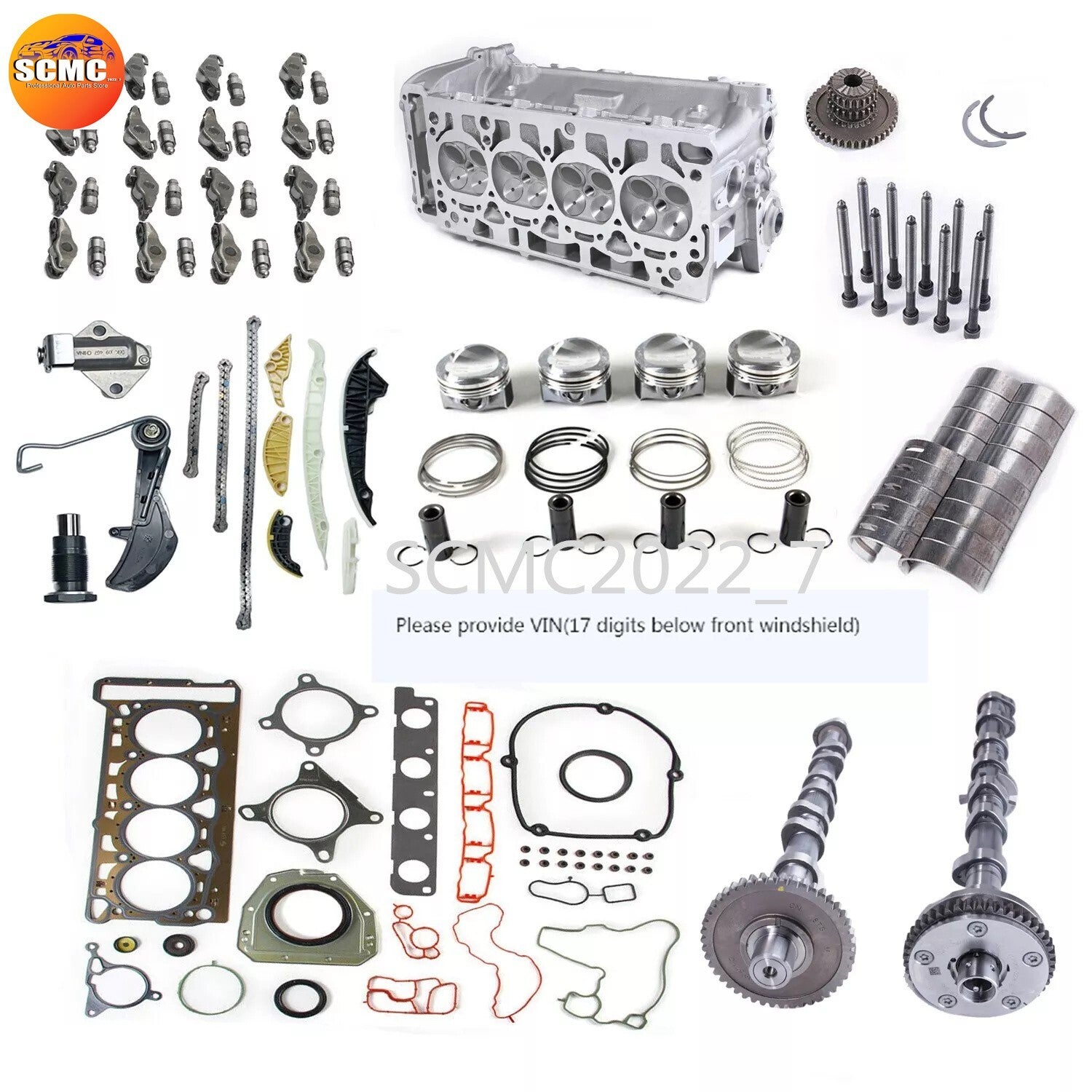 2.0TCylinder Head Camshaft SetTiming Piston Kit for VW for AUDI CCTA CCZA CCZB CDAA