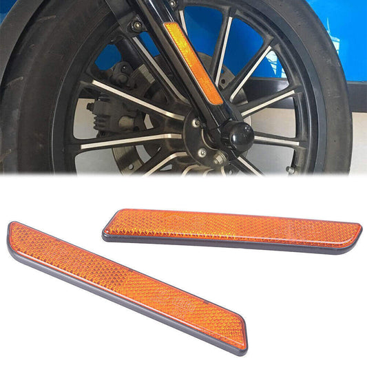 Front Fork Reflectors for Harley Touring Lower Legs Sliders Dyna Glide Yellow