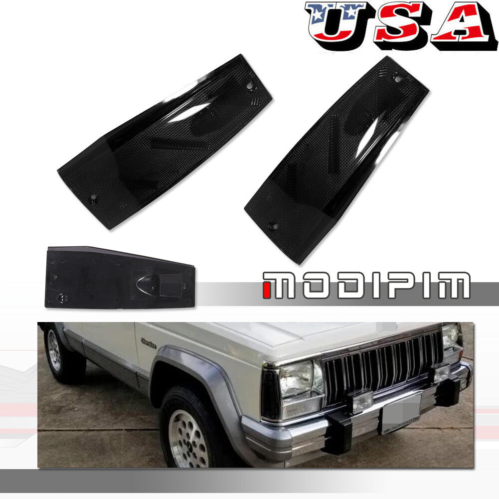 2 smoked front side marker lamp houses for 1984-1996 for Jeep Cherokee Wagoneer