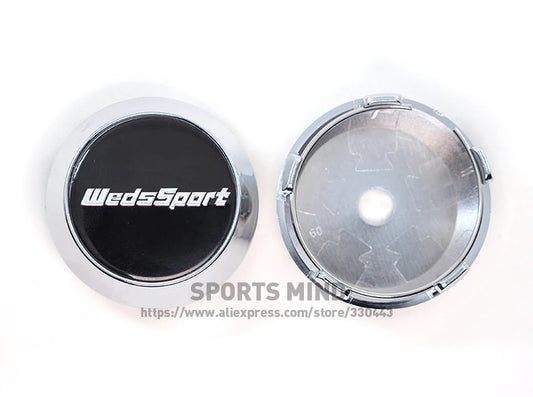 4x60mm wheel center cap, hubcap, rim cap, badge decal, WedsSport black, silver
