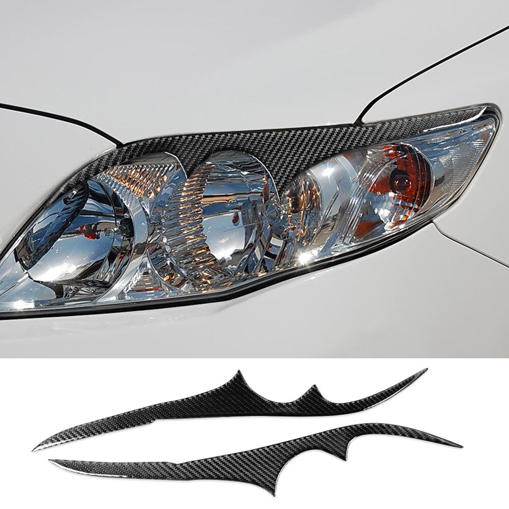 2¡ÁCarbon Fiber Front Headlight Eyelids Eyebrow Trim For T@yota for Corolla 2003-2008
