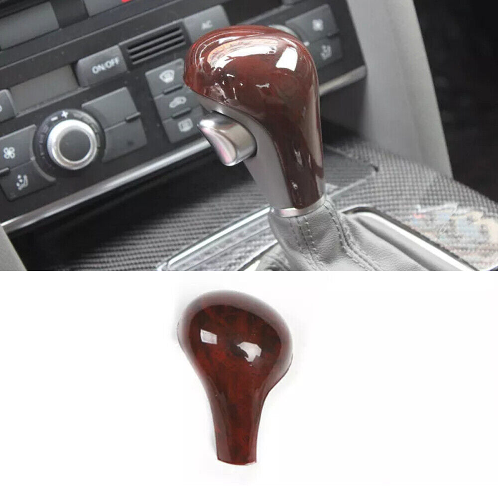 for Audi A6 2008-2011 Brown Wood Grain Middle Console Gear Shift Knob Cover Trim