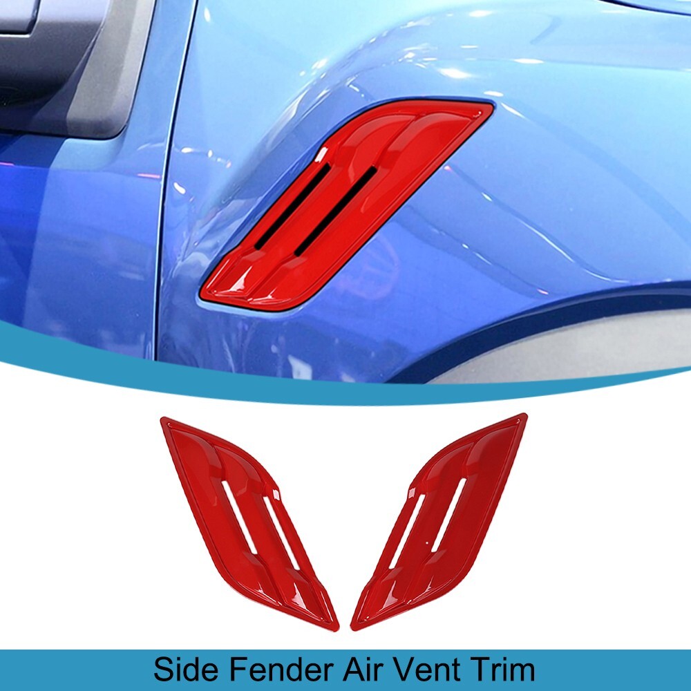Red ABS Side Fender Air Vent Outlet Cover Panel Trim for Ford F150 2015-2020