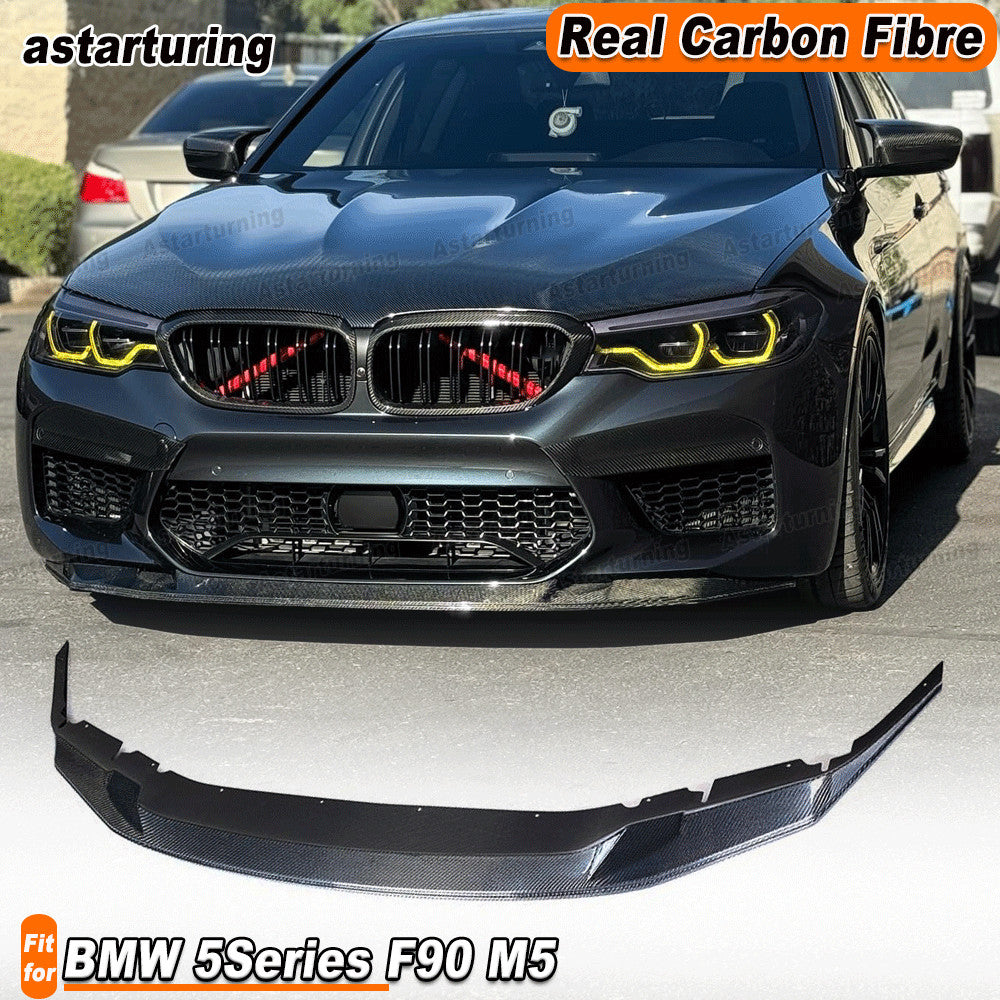 Fit for BMW 5Series F90 M5 18-19 REAL Carbon Front Bumper Lip Splitter Spoiler