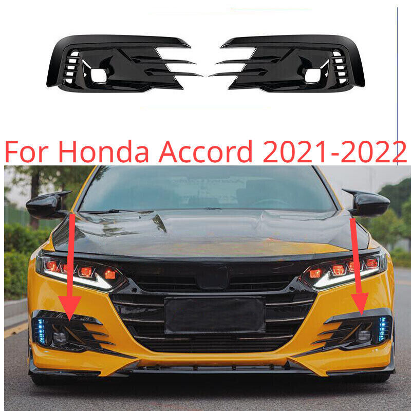 for Honda Accord 2021-2022 Gloss Black Front Fog Lamp Light Molding Cover Trim