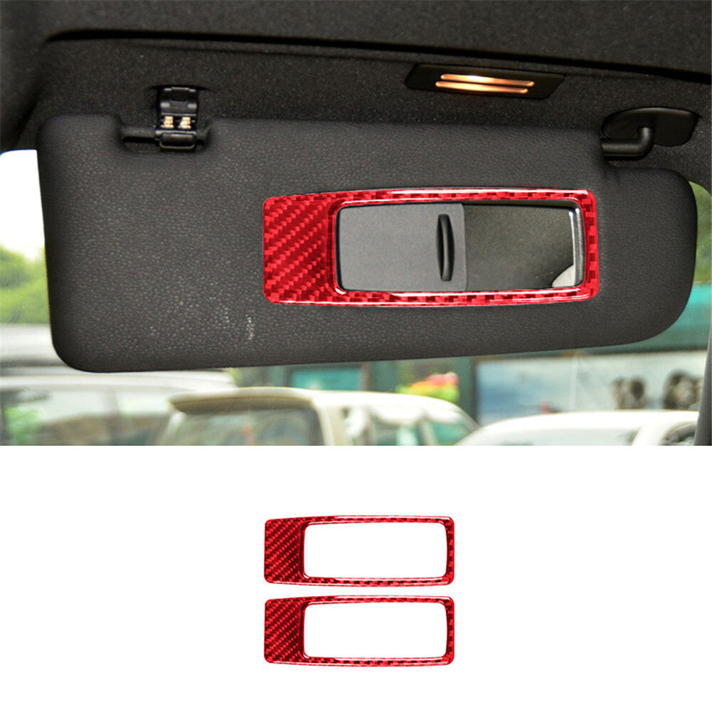 Red carbon fiber sun visors mirror frame for BMW X5 E70 X6 E71 2008-13