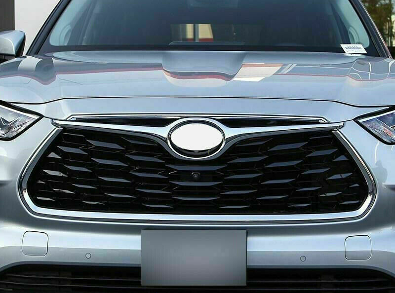 2P Chrome Front Center Grill Grille Frame Trim for Toyota Highlander 2020-2023