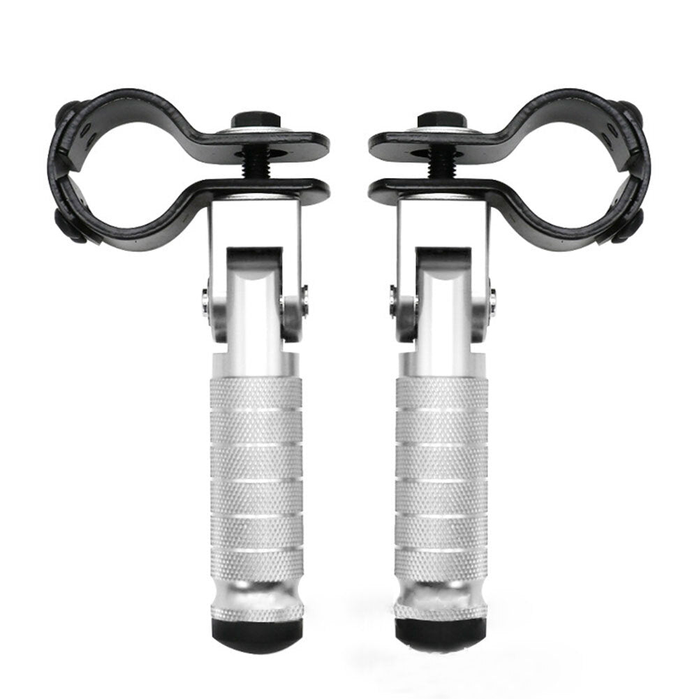 2x Silver Motorcycle Folding Rear Footpeg Kit Footrest Foot Peg Pedals 30mm-32mm