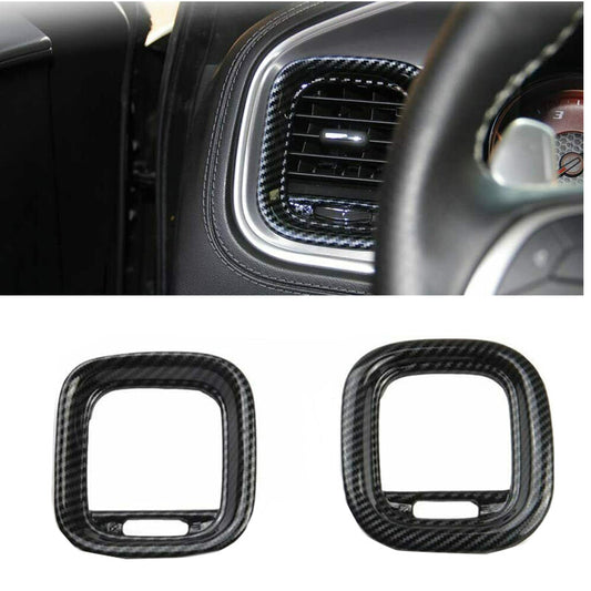 for Dodge Charger 2016-2021 2pc ABS Carbon Fiber Air Vent Cover AC Outlet Trim