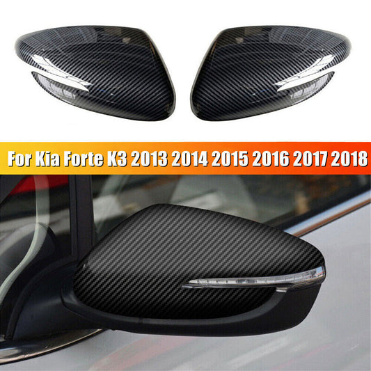 2X ABS Carbon Fiber Rear View Side Mirror Cover Replace for Kia Forte K3 14-2018